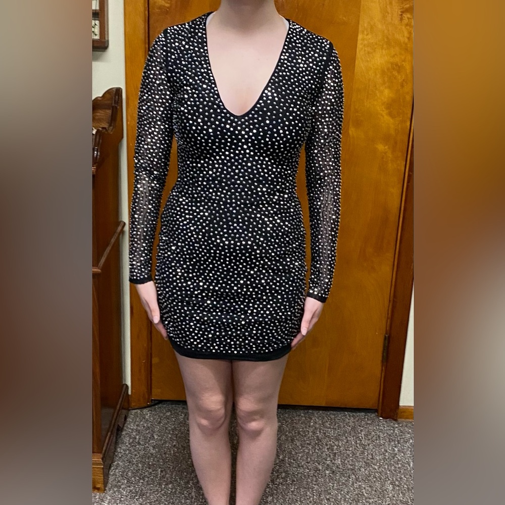 Elegant Black Studded Dress